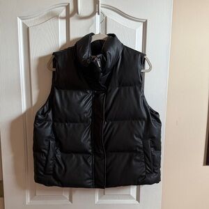 ❄️ a new day: Black Faux Leathet Puffer Vest